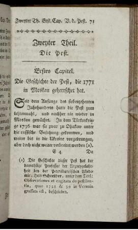 Zweyter Theil. Die Pest.