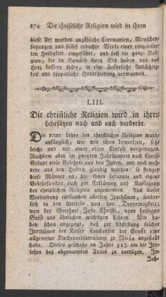 LIII. Die christliche Religion wird in ihren Lehrsätzen nach und nach verderbt