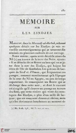 Mémoire sur les Zindjes