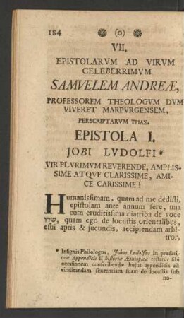 VII. Epistolarum Ad Virum Celeberrimum Samuelem Andreae, ...