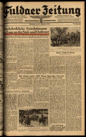 Ausgabe vom Montag, den 11. Oktober 1943.