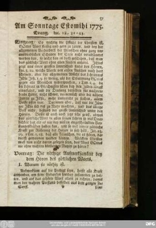 Am Sonntage Estomihi 1775. Evang. Luc. 18, 31 - 43.