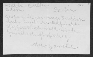 Brief von Margarete Hauptmann und Gerhart Hauptmann an Wilhelm Buller