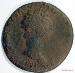 Römische Münze, Nominal As, Prägeherr Nerva, Prägeort Rom, Original