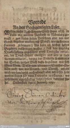 Vorrede An den Hochgeneigten Leser.