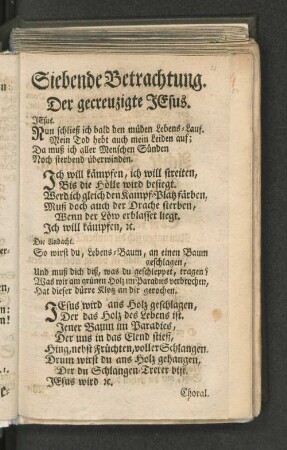 Siebende Betrachtung. Der gecreuzigte Jesus.
