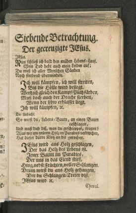 Siebende Betrachtung. Der gecreuzigte Jesus.