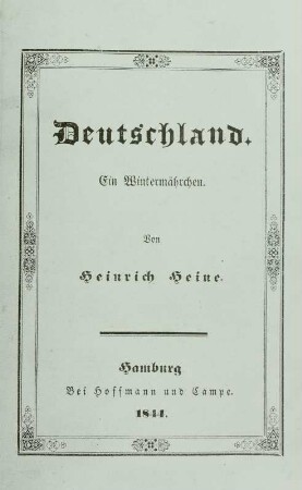 Deutschland. Ein Wintermärchen, Titelblatt