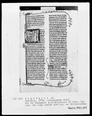Lateinische Bibel, drei Bände — Initiale U (erba ecclesiastes) mit Salomon, Folio 54recto