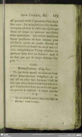 CLXV. Démonstrations d' algebre