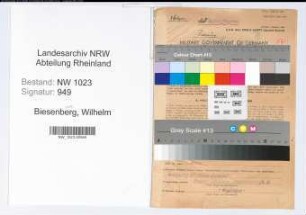 Entnazifizierung Wilhelm Biesenbach , geb. 13.08.1881 (Stadtinspektor)