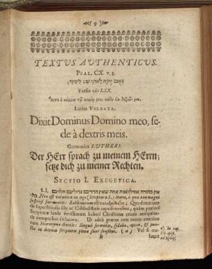 Textus Authenticus. [...] Sectio I. Exegetica.