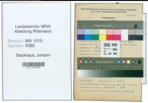Entnazifizierung Johann Backhaus , geb. 24.08.1900 (Maschinist)