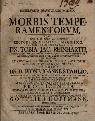 Diss. inaug. med. de morbis temperamentorum
