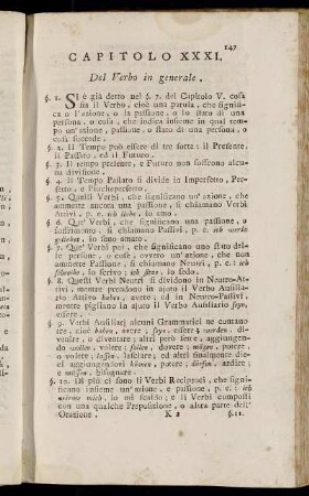 Capitolo XXXI. Del Verbo in generale