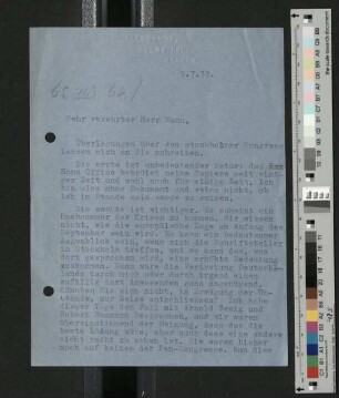 Brief an Heinrich Mann