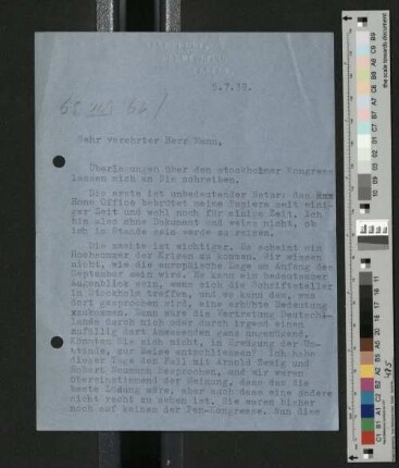 Brief an Heinrich Mann