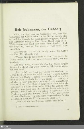 Reb Jochanaan, der Gabbe
