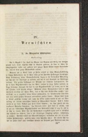 Dr. Alexander Schöppner : Nekrolog