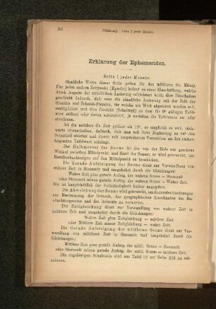 Erklärung der Ephemeriden.