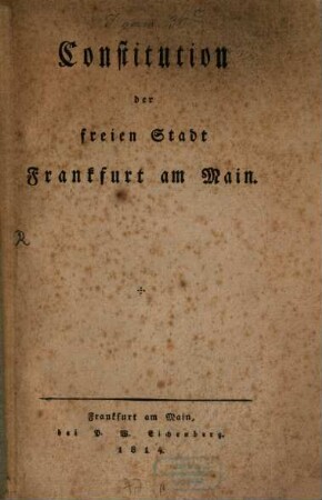 Constitution der freien Stadt Frankfurt am Main