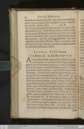 Epistola XLIII. Romam. Carolo Laurino S. D.