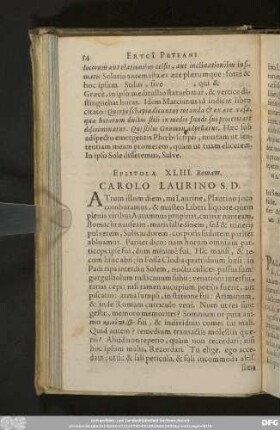 Epistola XLIII. Romam. Carolo Laurino S. D.