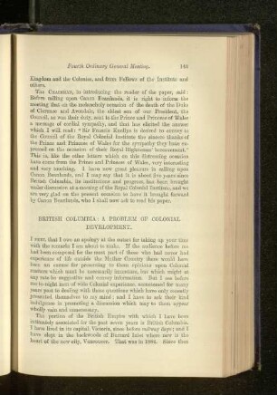 British Columbia: A Problem of Colonial Development. Rev. Canon Beanlands.