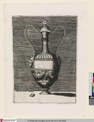 [Autre vase à deux anses formés par des tresses de cheveux; Vase with Two Grotesque Masks; Vase mit zwei grotesken Masken]