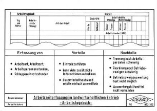 Arbeitszeiterfassung im landwirtschaftlichen Betrieb - Arbeitstagebuch -