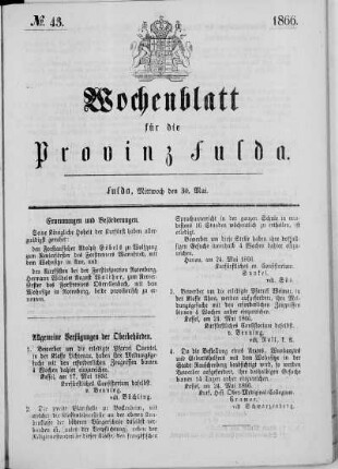 Nr. 43, Ausgabe vom 30. Mai 1866