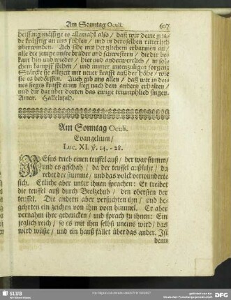 Am Sonntag Oculi. Evangelium, Luc. XI. v. 14.-28.