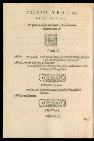 Classis Tertiae, Ordo Sextus ... F