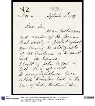 Englischer Brief der Nellie Zerhusen