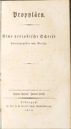 Titelseite (Dritter Band. Zweytes Stück)