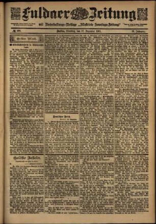 Erste Ausgabe vom Dienstag, den 17. Dezember 1901.