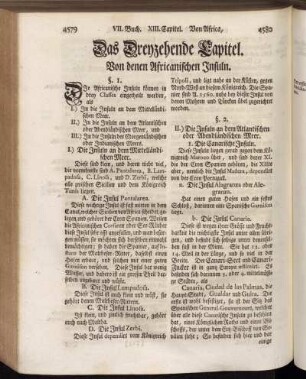 Das Dreyzehende Capitel. Von denen Africanischen Insuln.