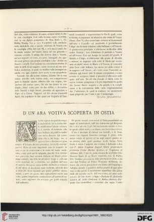 1: D'un ara votiva scoperta in Ostia