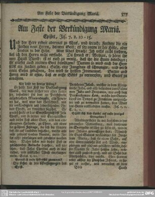 Am Feste der Verkündigung Mariä. Epistel, Jes. 7. v. 10-15