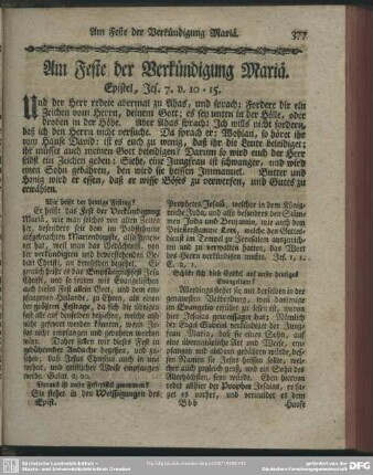 Am Feste der Verkündigung Mariä. Epistel, Jes. 7. v. 10-15