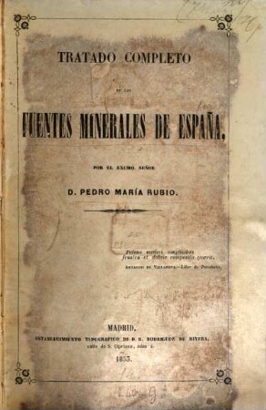 Tratado completo de las fuentes minerales de España