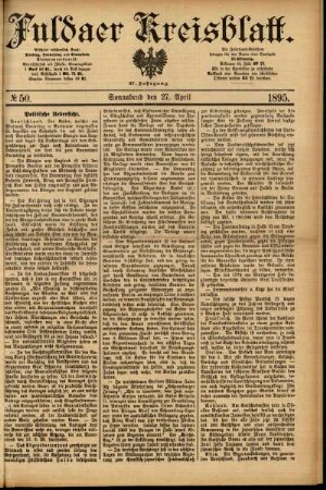 Erste Ausgabe vom Samstag, den 27. April 1895.
