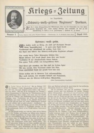2.1915: Kriegs-Zeitung der Jugendwehr Schwarz-Weiß-Grünes Regiment Borkum