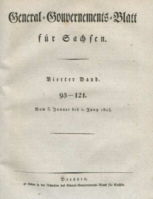 4.1815=Nr. 95-121: General-Gouvernements-Blatt für Sachsen