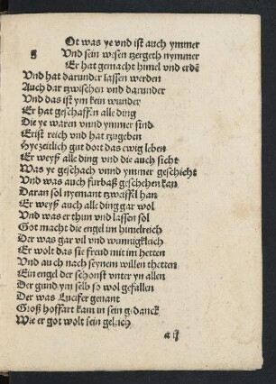 Got was ye vnd ist auch ymmer Und sein wesen tzergeth nymmer ...
