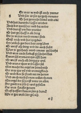Got was ye vnd ist auch ymmer Und sein wesen tzergeth nymmer ...