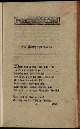 Die Filosofie zu Hause. - Trauerlied auf das Hinscheiden der Mönche.