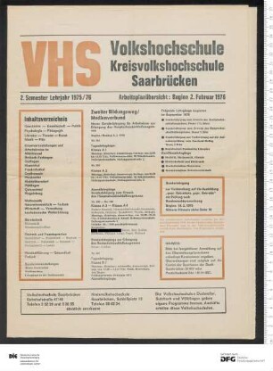 Programm 2. Semester 1975/1976