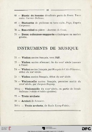Instrument de musique (Nr. 72-78bis)