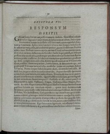 Epistola VII. Responsum Horstii.